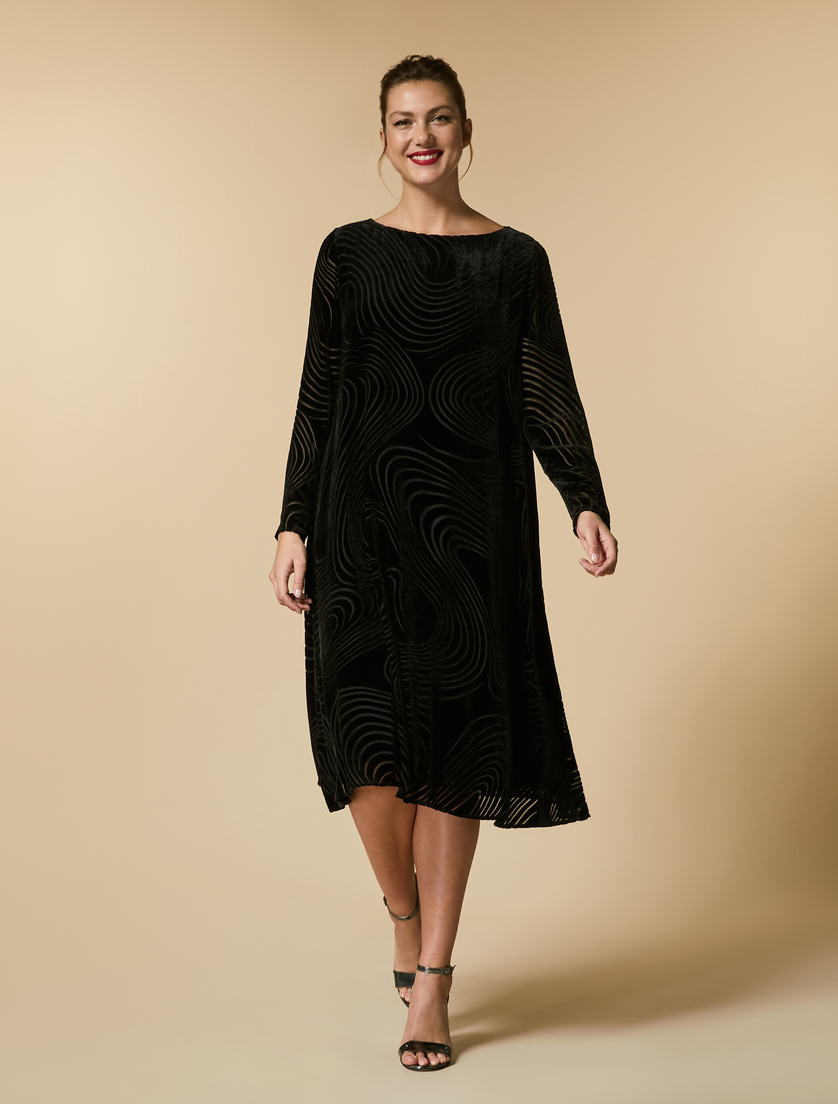 Kleid aus Dévoré-Samt - Schwarz - Marina Rinaldi