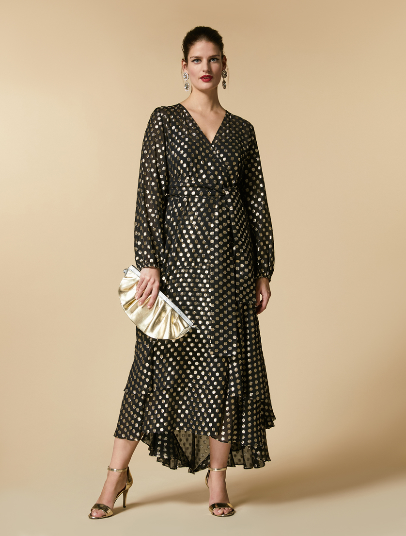 Georgette fil coupé dress - Black - Marina Rinaldi - 5
