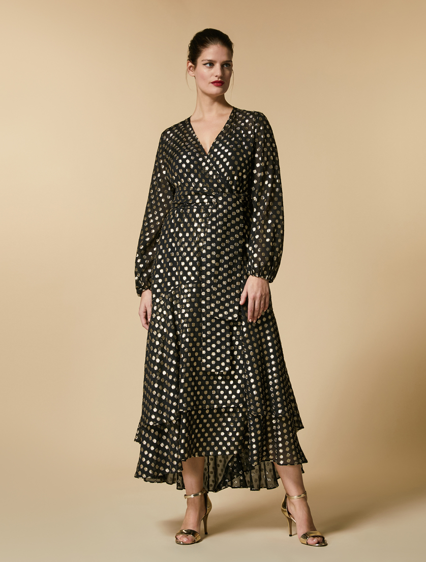 Georgette fil coupé dress - Black - Marina Rinaldi