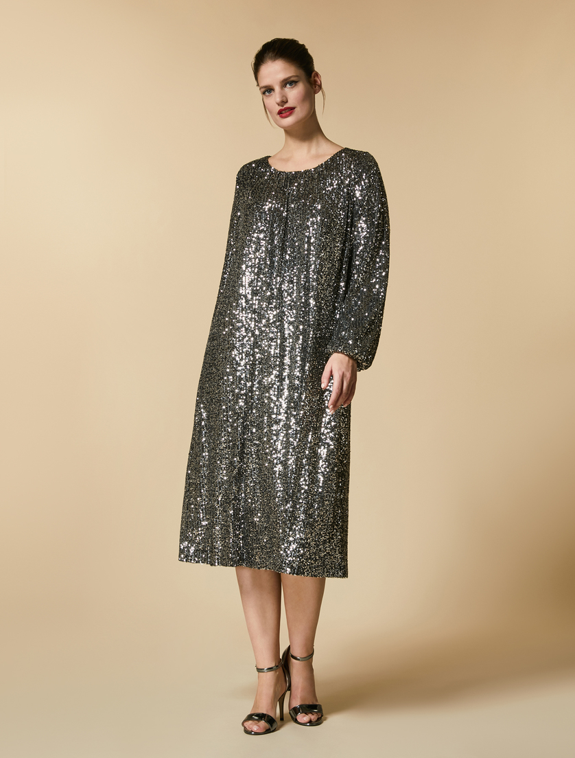 Kleid mit Pailletten - Silber - Marina Rinaldi - 2