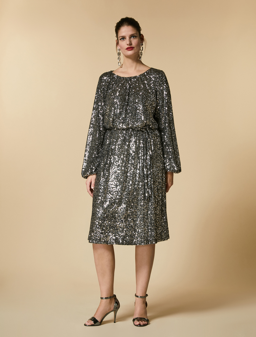 Kleid mit Pailletten - Silber - Marina Rinaldi - 4
