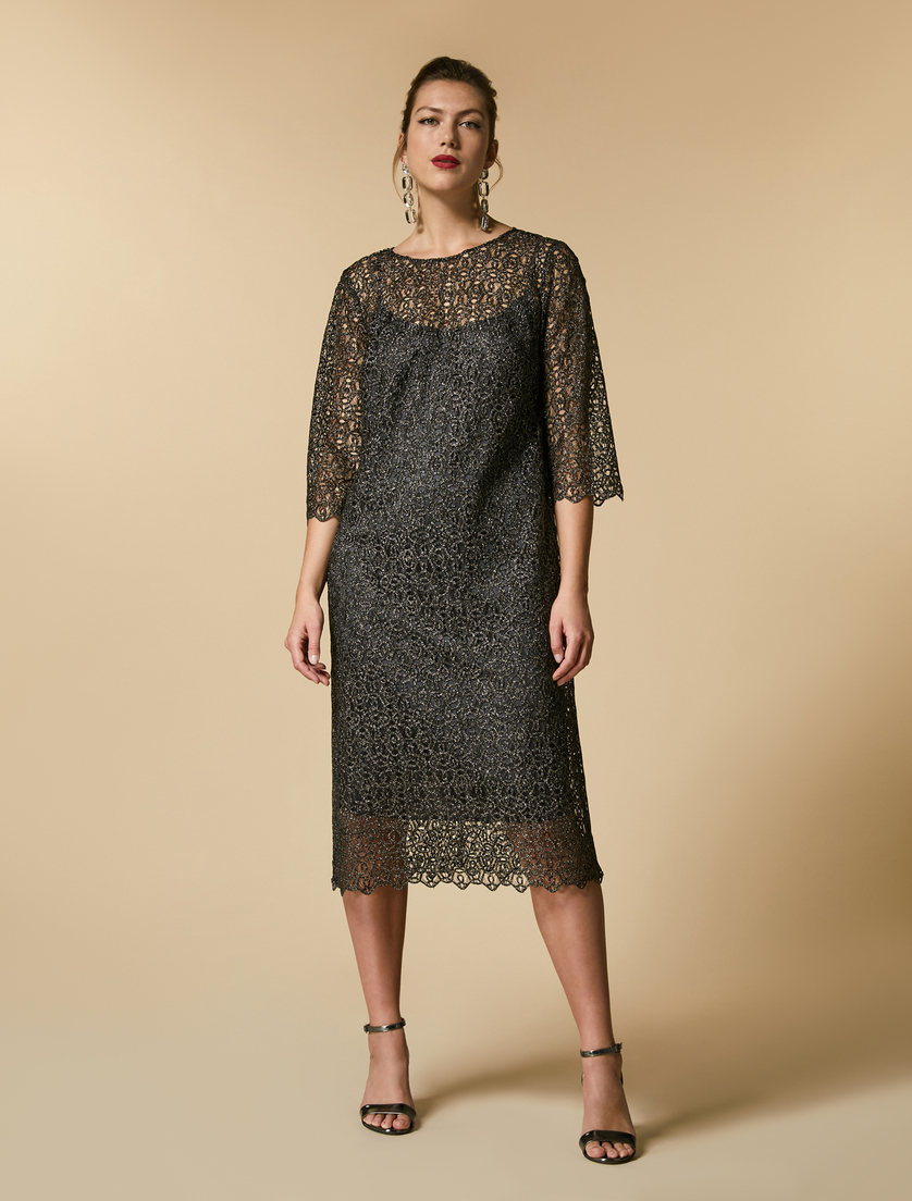 Kleid aus Metallic-Spitze - Silber - Marina Rinaldi - 4