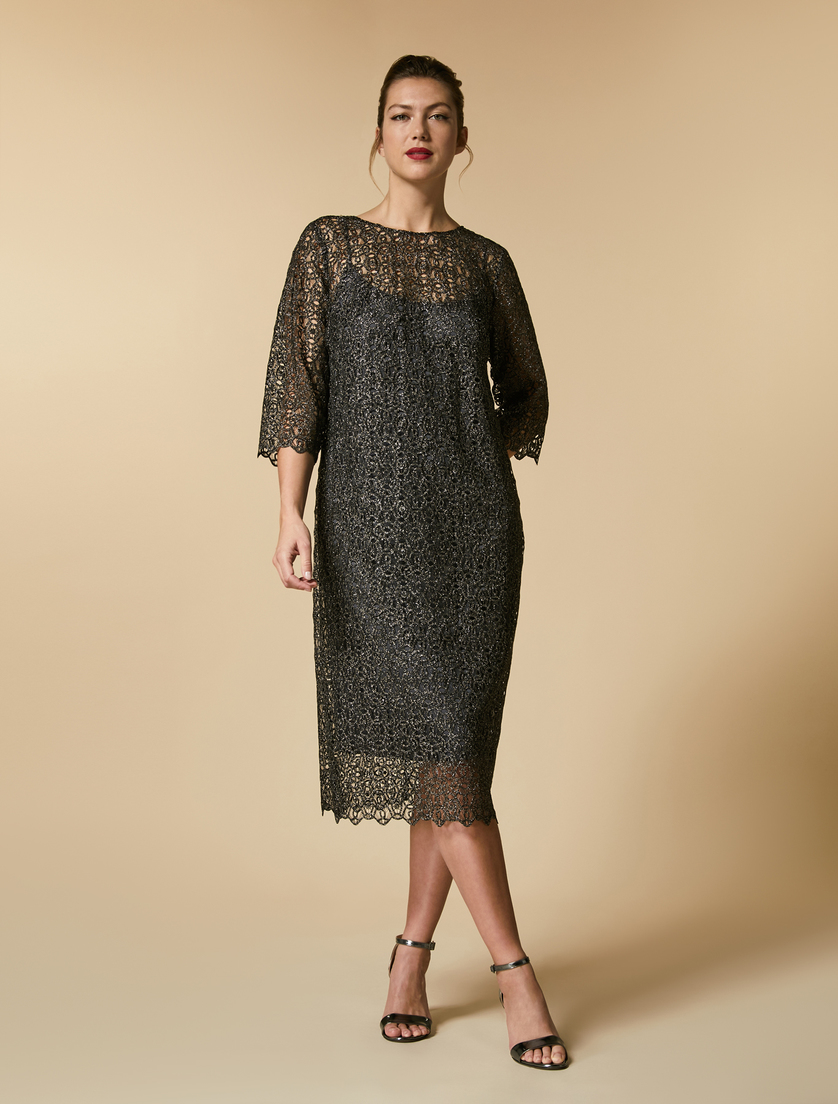 Kleid aus Metallic-Spitze - Silber - Marina Rinaldi