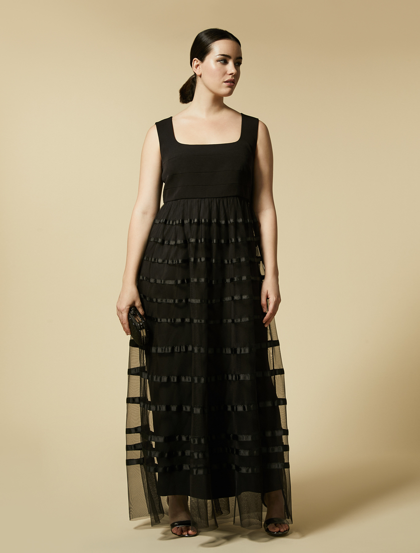 Cady and tulle dress - Black - Marina Rinaldi - 4