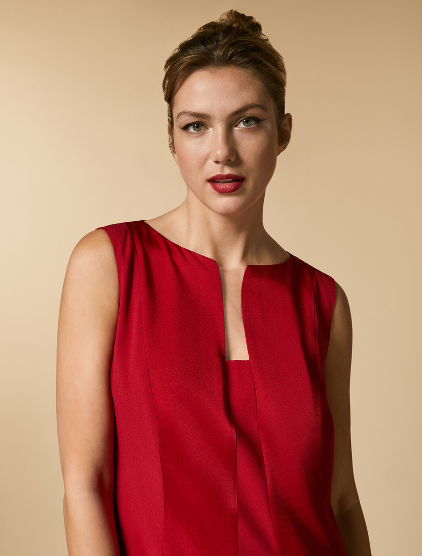 Kleid aus glänzender Frisottine - Rot - Marina Rinaldi - 2