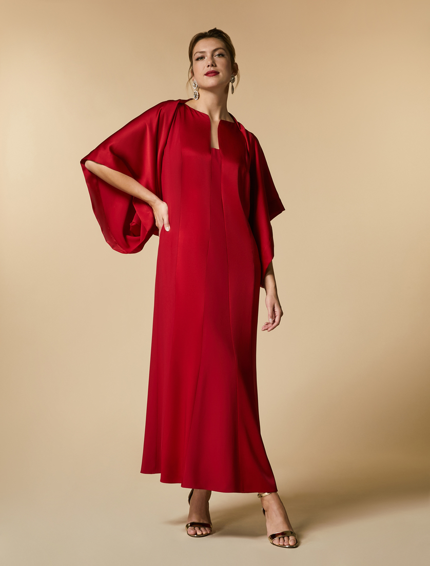 Kleid aus glänzender Frisottine - Rot - Marina Rinaldi - 4