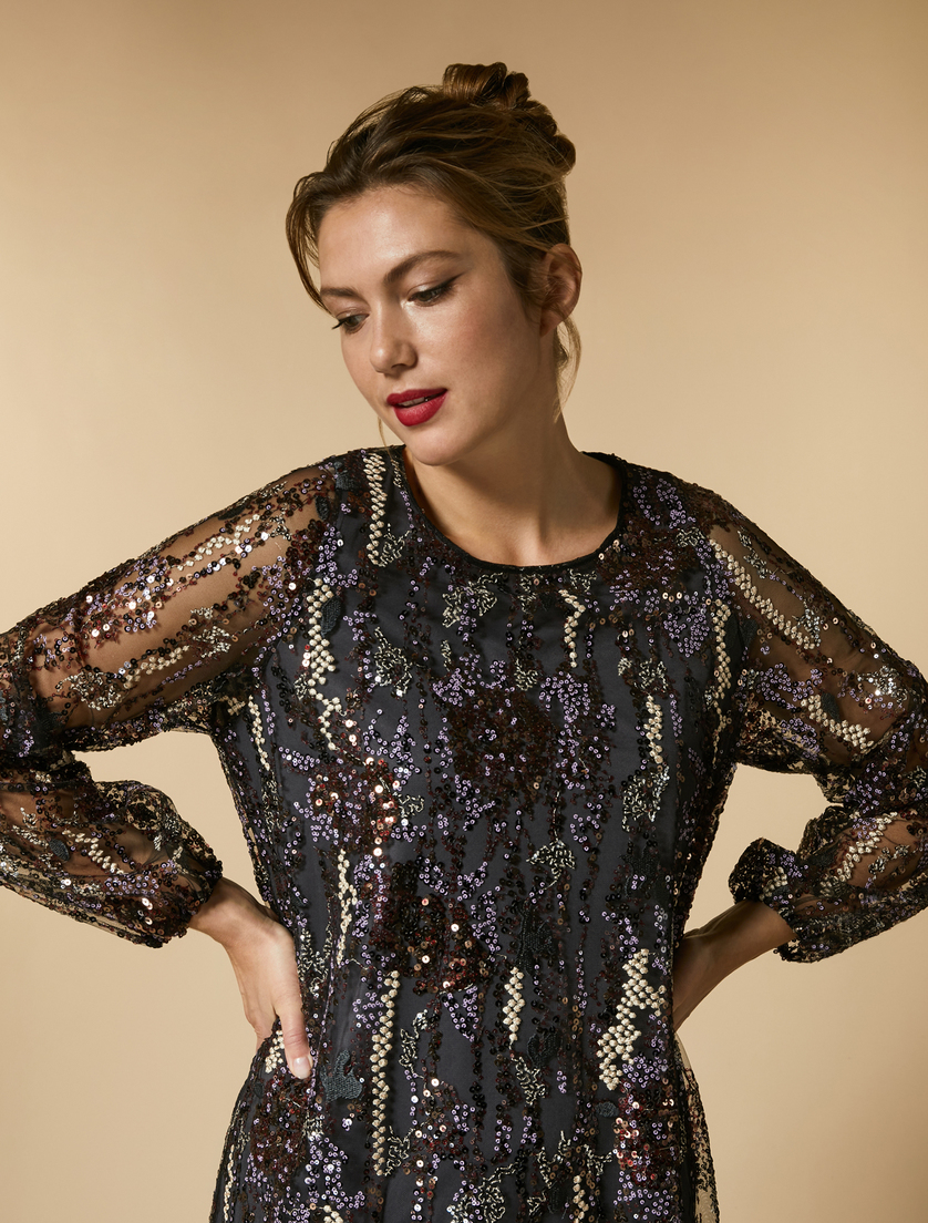 Kleid aus besticktem Tüll - Blauviolett - Marina Rinaldi - 2