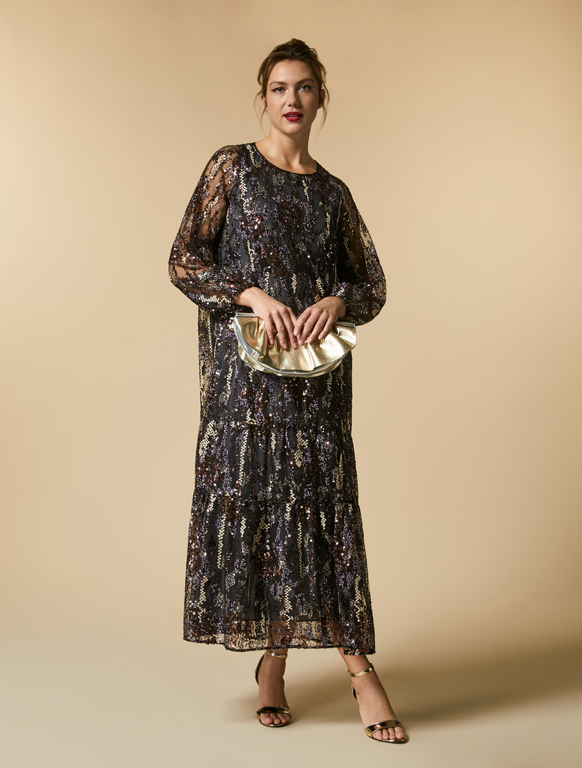 Kleid aus besticktem Tüll - Blauviolett - Marina Rinaldi - 4