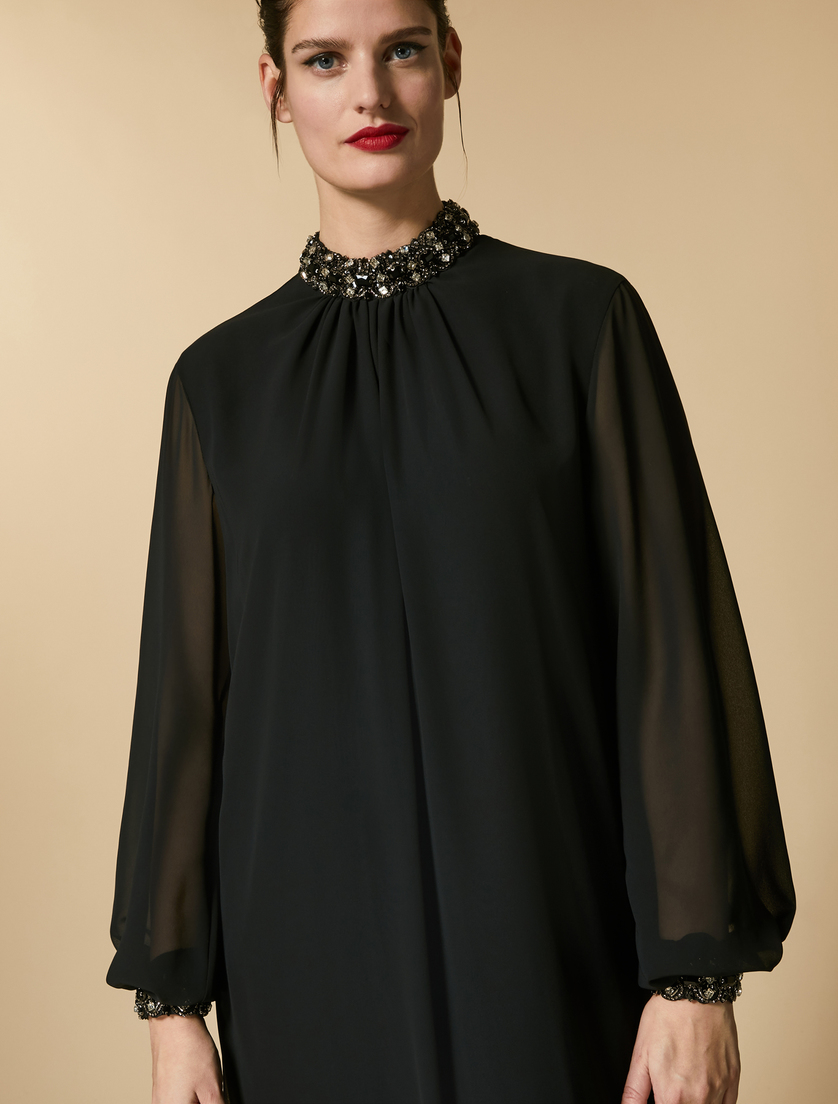 Robe en crêpe georgette - Noir - Marina Rinaldi - 2
