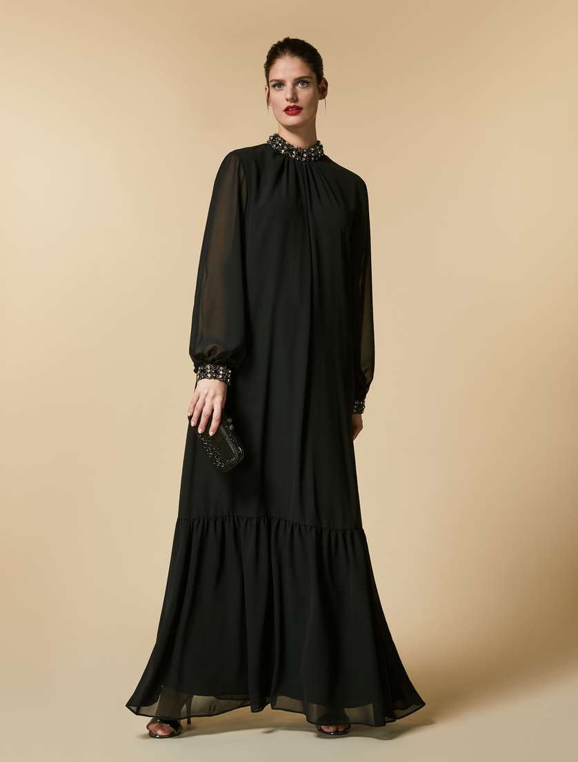 Robe en crêpe georgette - Noir - Marina Rinaldi - 4