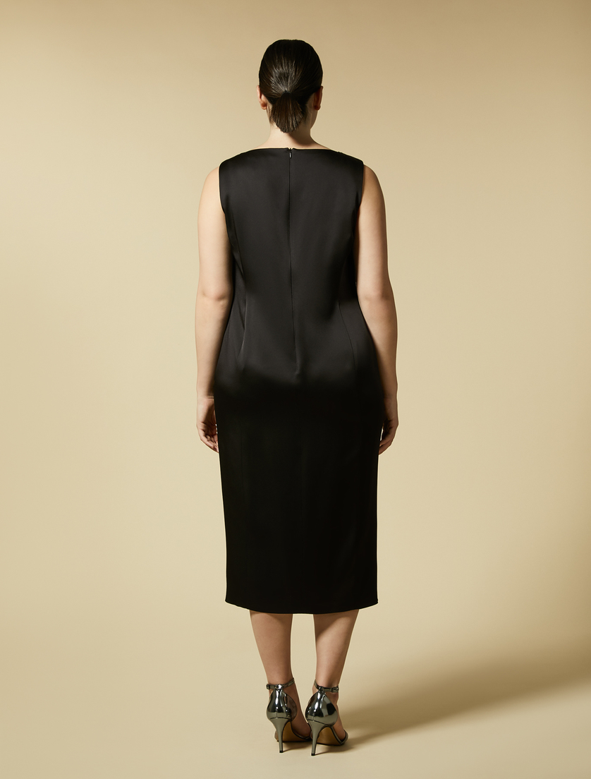Kleid aus glänzender Frisottine - Schwarz - Marina Rinaldi - 3