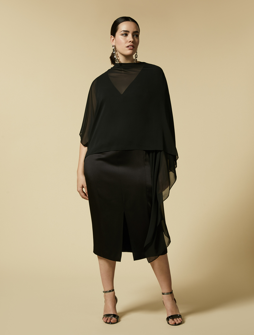 Kleid aus glänzender Frisottine - Schwarz - Marina Rinaldi - 4