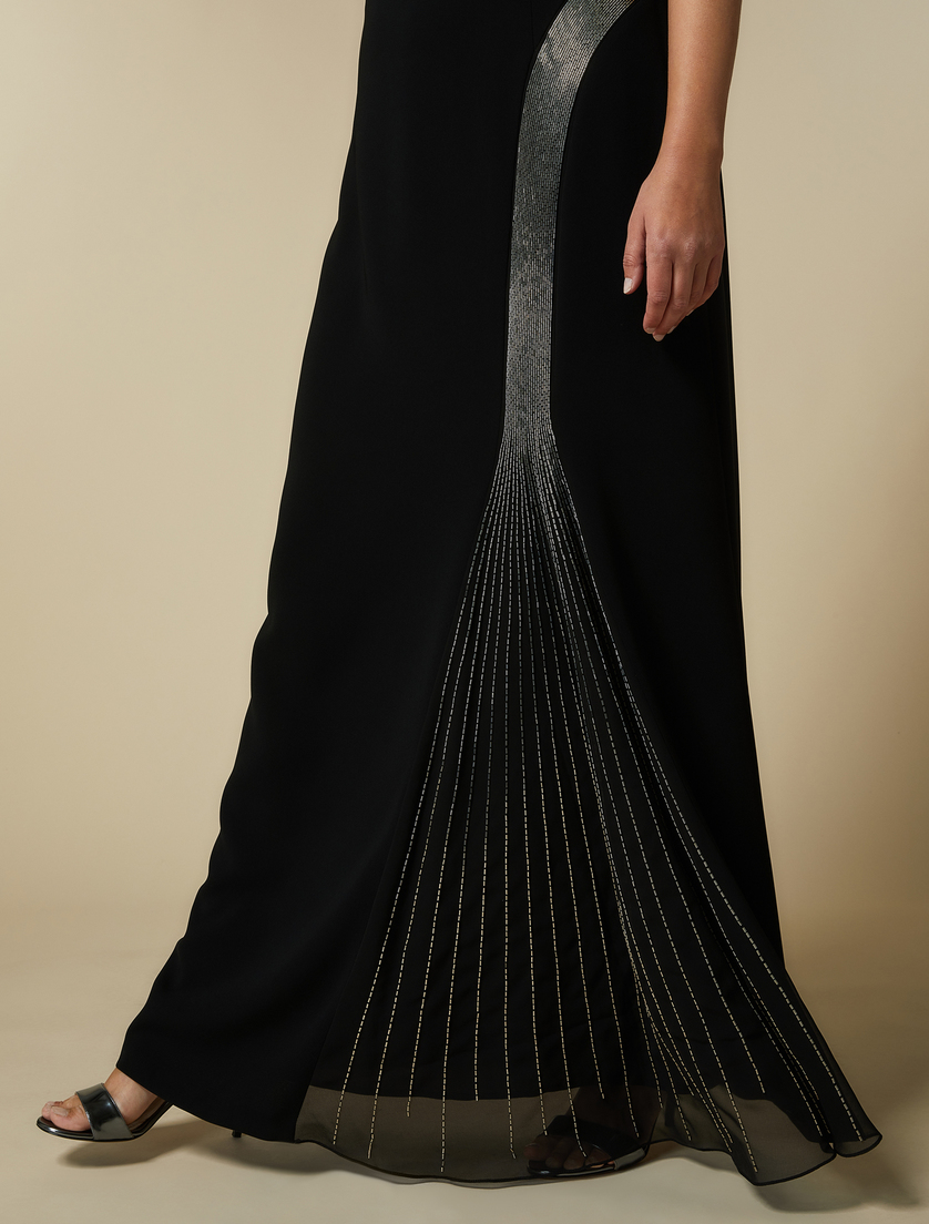 Kleid mit Plissee-Einsatz - Schwarz - Marina Rinaldi - 3