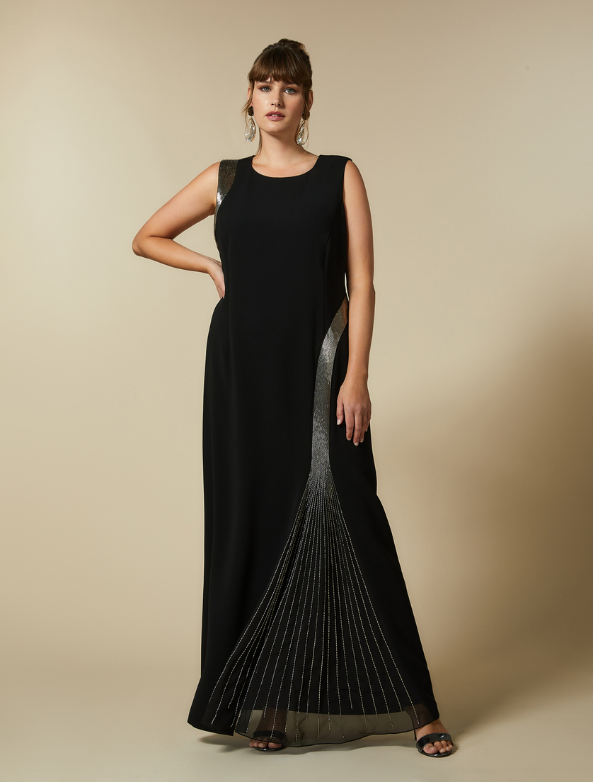 Kleid mit Plissee-Einsatz - Schwarz - Marina Rinaldi - 5