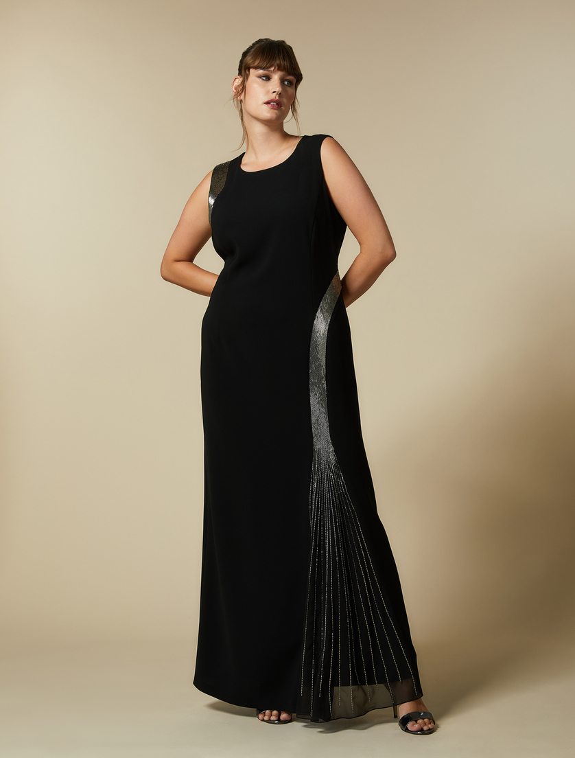 Kleid mit Plissee-Einsatz - Schwarz - Marina Rinaldi