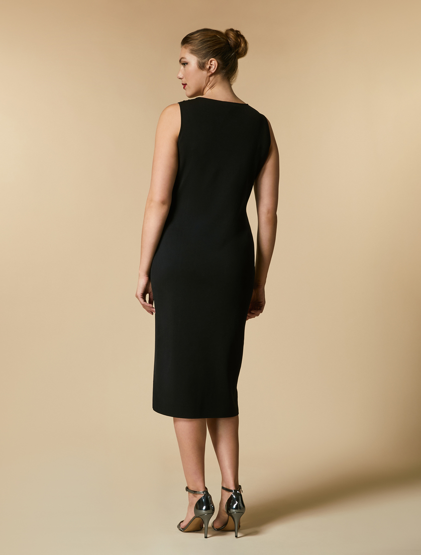 Embroidered knit dress - Black - Marina Rinaldi - 4