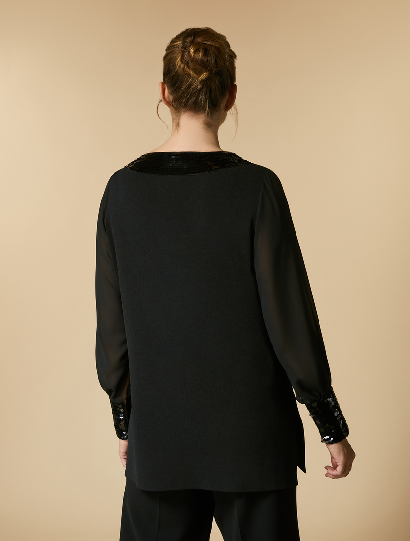 Pullover aus Viskose mit Pailletten - Schwarz - Marina Rinaldi - 3