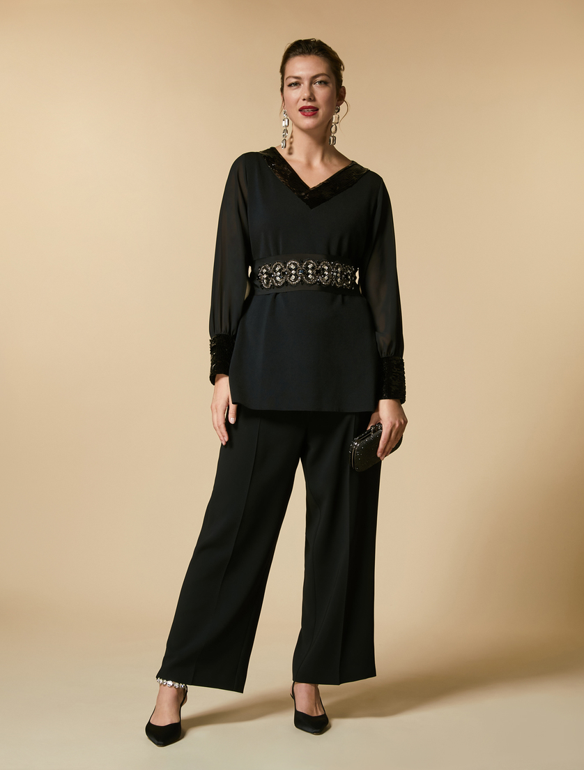 Pullover aus Viskose mit Pailletten - Schwarz - Marina Rinaldi - 4