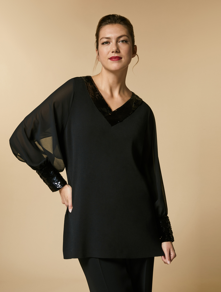 Pullover aus Viskose mit Pailletten - Schwarz - Marina Rinaldi