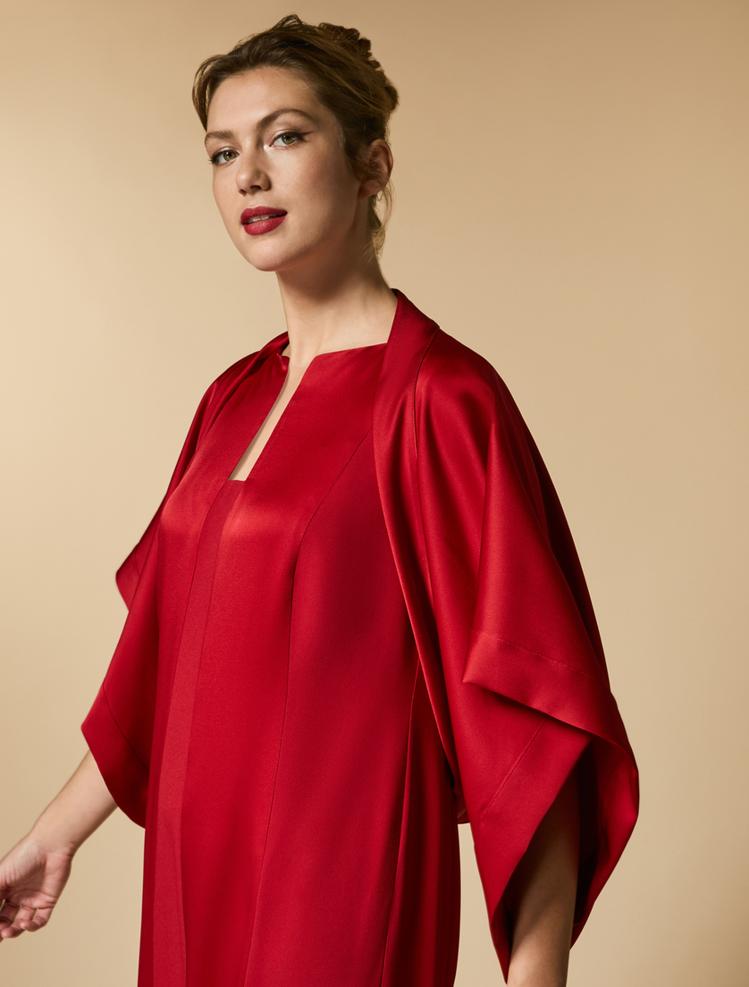 Boléro en tissu frisottino brillant - Rouge - Marina Rinaldi