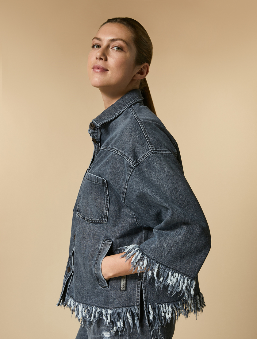 Jeansjacke mit Fransen - Grau - Marina Rinaldi - 2