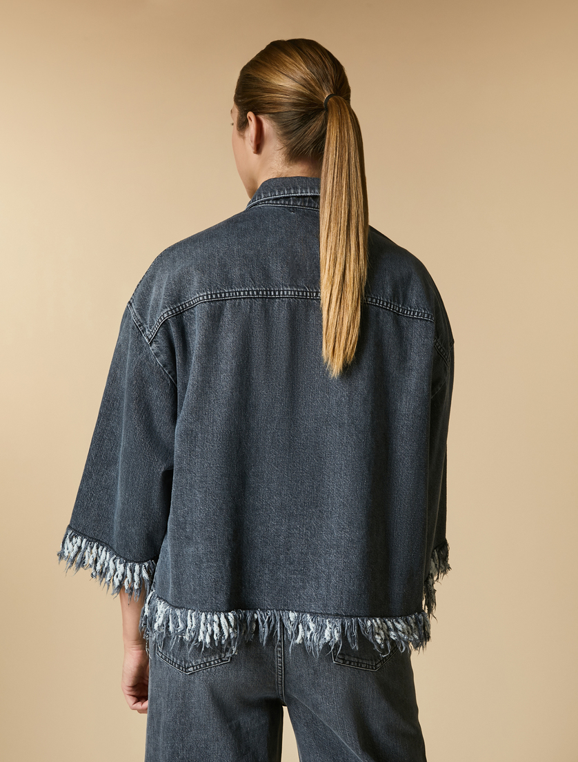 Jeansjacke mit Fransen - Grau - Marina Rinaldi - 3