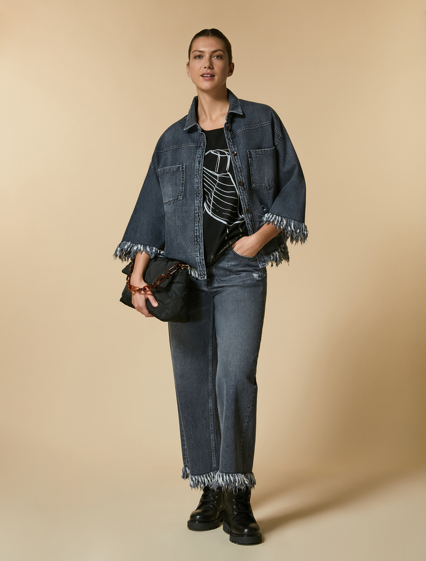 Jeansjacke mit Fransen - Grau - Marina Rinaldi - 4