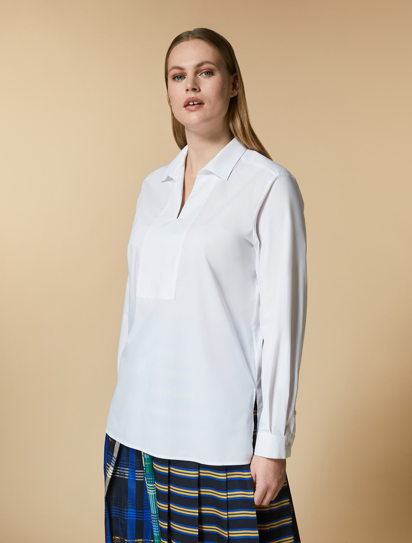 Bluse aus Baumwollpopeline - Weiß - Marina Rinaldi