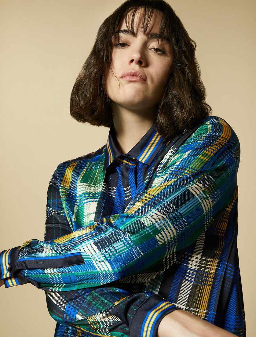 Hemdbluse aus Twill mit Karomuster - Dunkelblau - Marina Rinaldi - 2