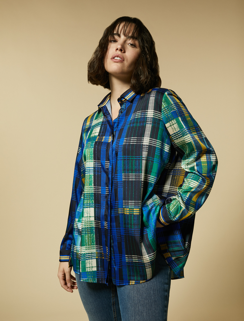 Hemdbluse aus Twill mit Karomuster - Dunkelblau - Marina Rinaldi