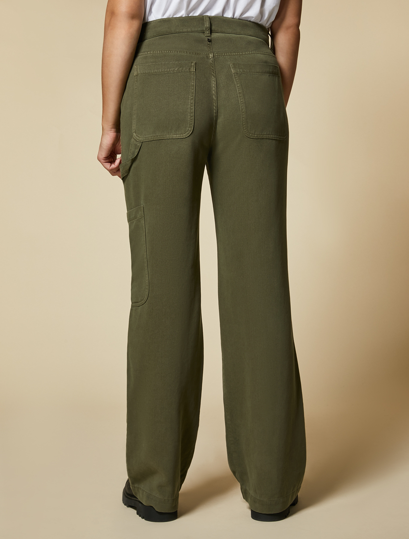Garment-dyed twill trousers - Olive green - Marina Rinaldi - 4