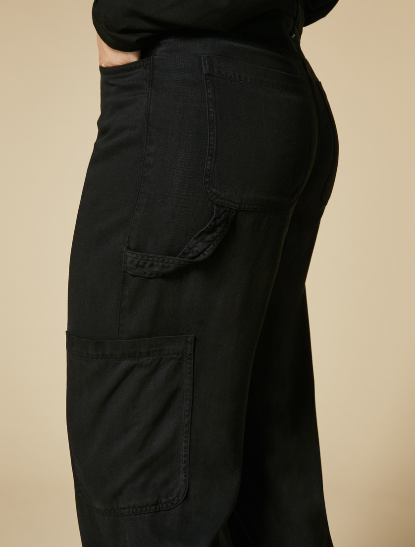 Hose aus garngefärbtem Twill - Schwarz - Marina Rinaldi - 3