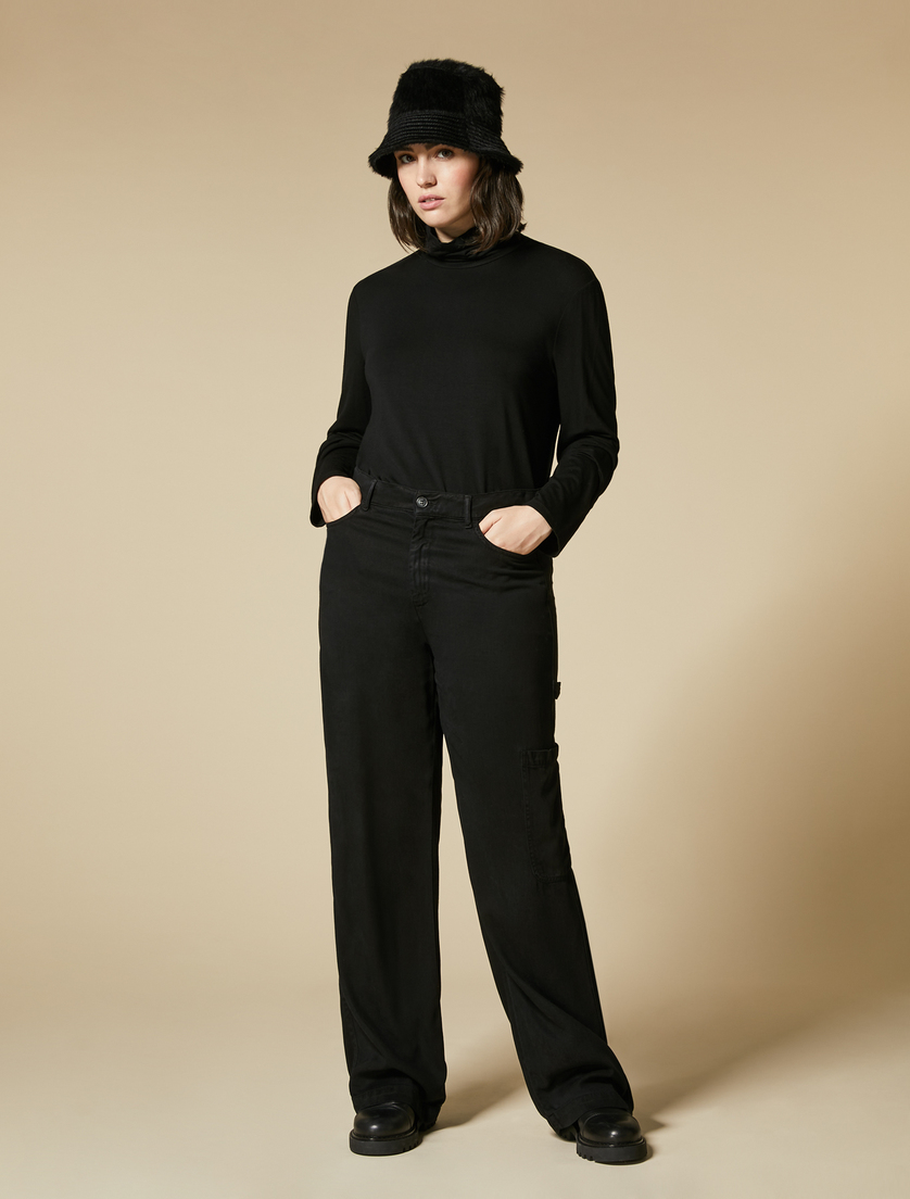 Hose aus garngefärbtem Twill - Schwarz - Marina Rinaldi