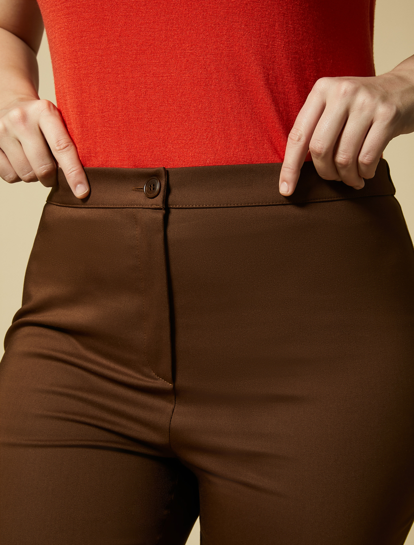 Cotton-blend cropped trousers - Dark brown - Marina Rinaldi - 3
