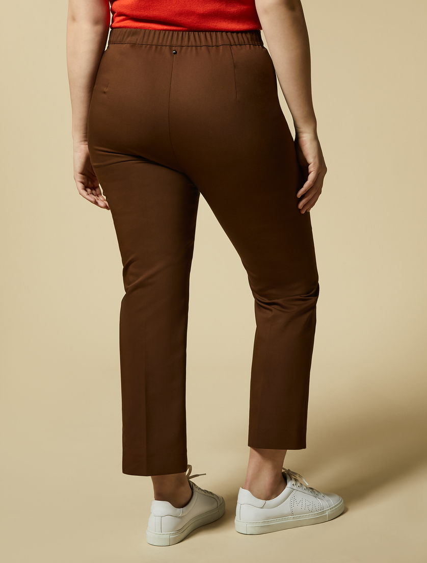 Cotton-blend cropped trousers - Dark brown - Marina Rinaldi - 4