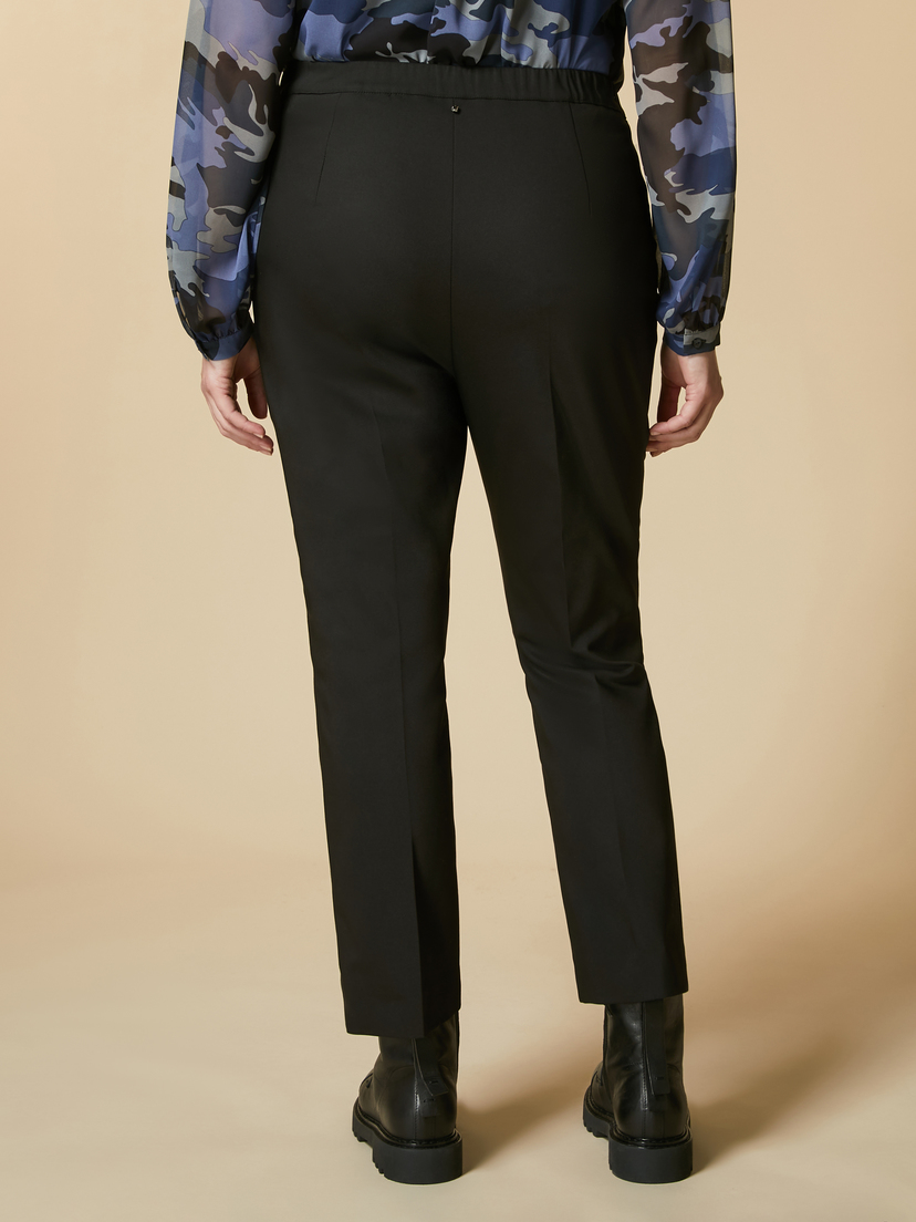 Cotton-blend cropped trousers - Black - Marina Rinaldi - 4