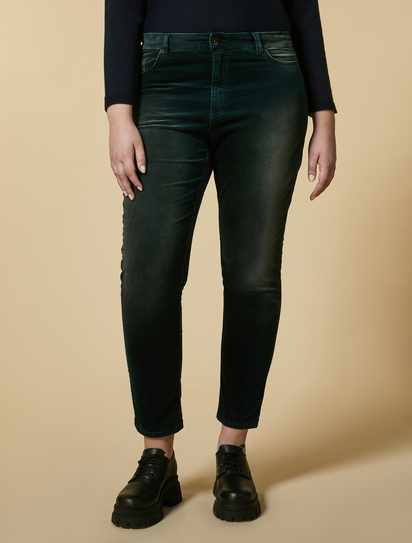 Stretch velvet trousers - Dark green - Marina Rinaldi - 2