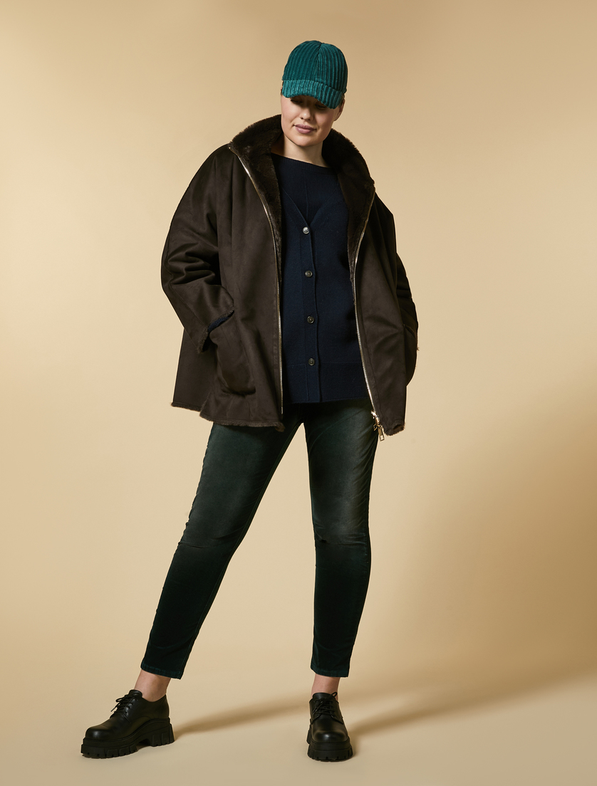 Stretch velvet trousers - Dark green - Marina Rinaldi - 5