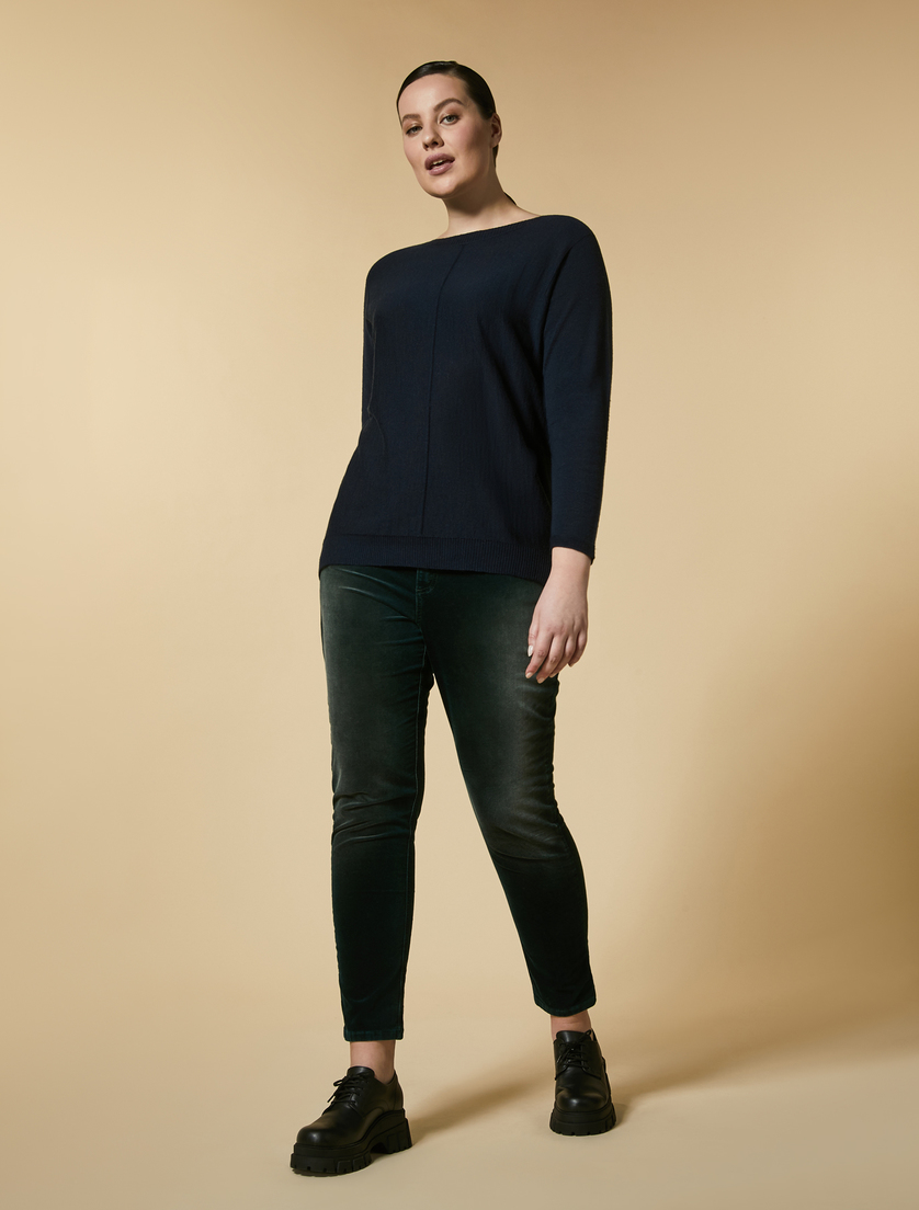 Stretch velvet trousers - Dark green - Marina Rinaldi