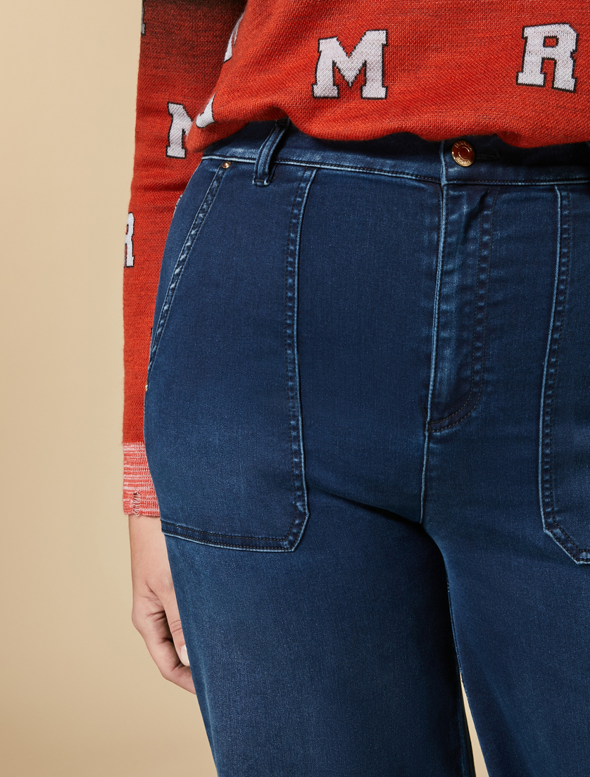 Wide-Leg Jeans aus Denim-Satin - Dunkelblau - Marina Rinaldi - 3