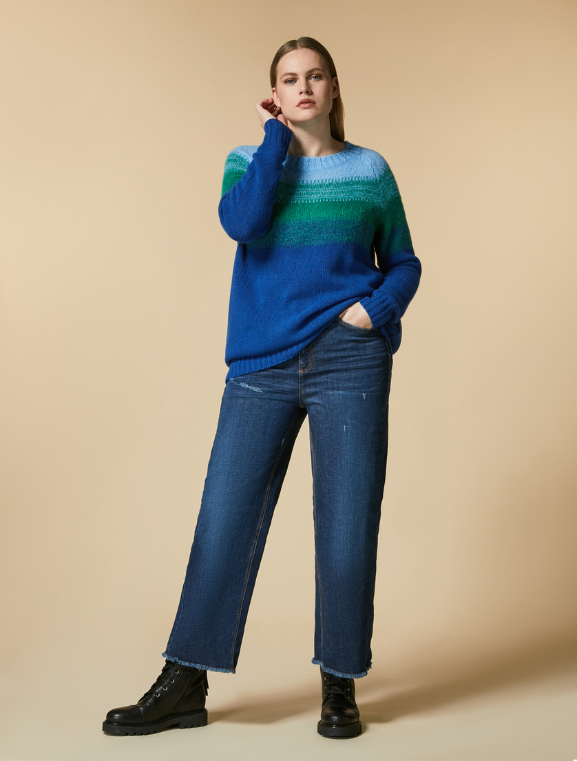 Jeans mit weitem Bein aus recyceltem Denim - Türkis - Marina Rinaldi