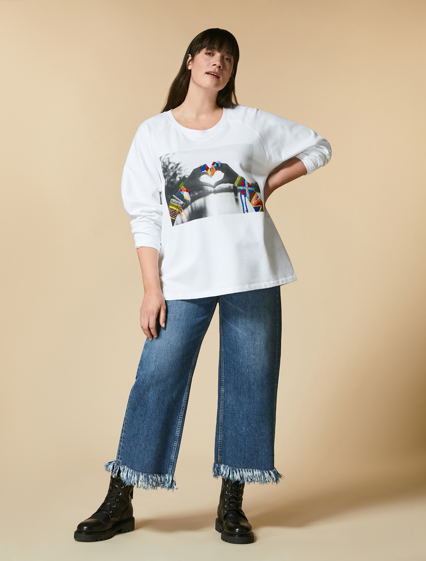 Denim-Jeans mit weitem Bein - Blau - Marina Rinaldi