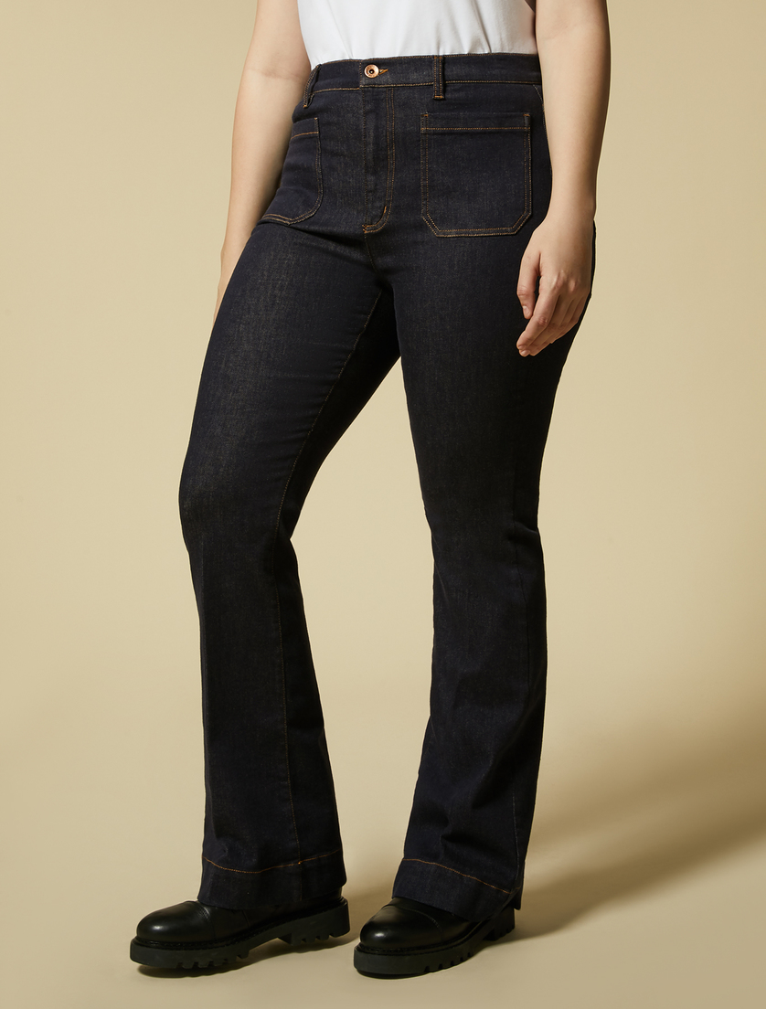 Flare-Hose aus Denim-Stretch - Dunkelblau - Marina Rinaldi - 2