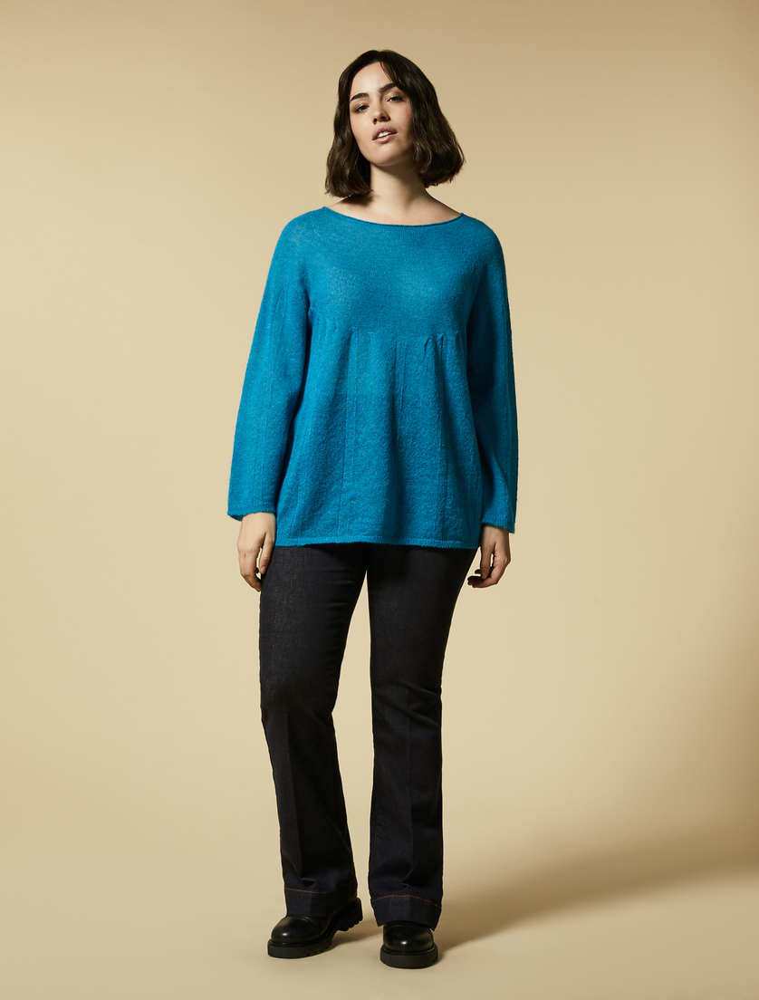 Flare-Hose aus Denim-Stretch - Dunkelblau - Marina Rinaldi