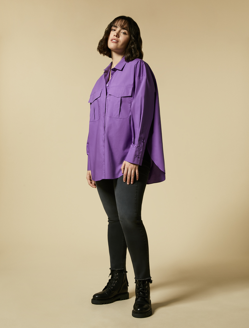 Cotton poplin shirt - Lilac - Marina Rinaldi - 4
