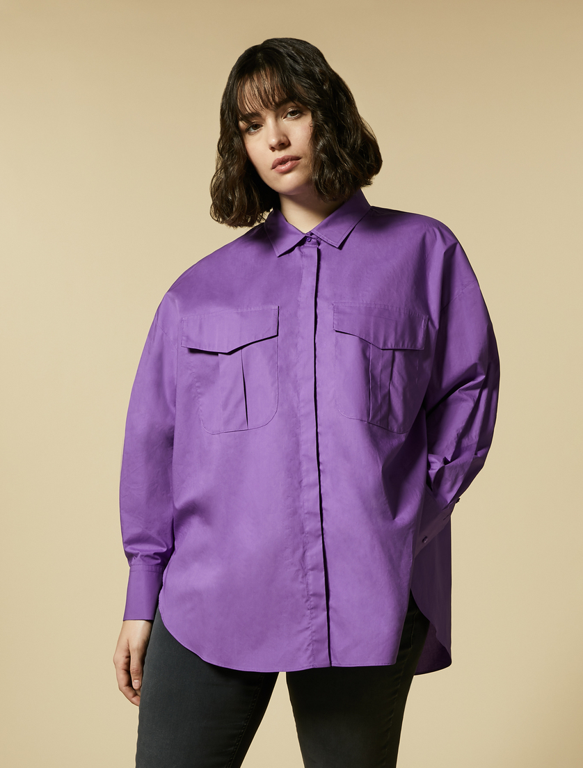 Cotton poplin shirt - Lilac - Marina Rinaldi