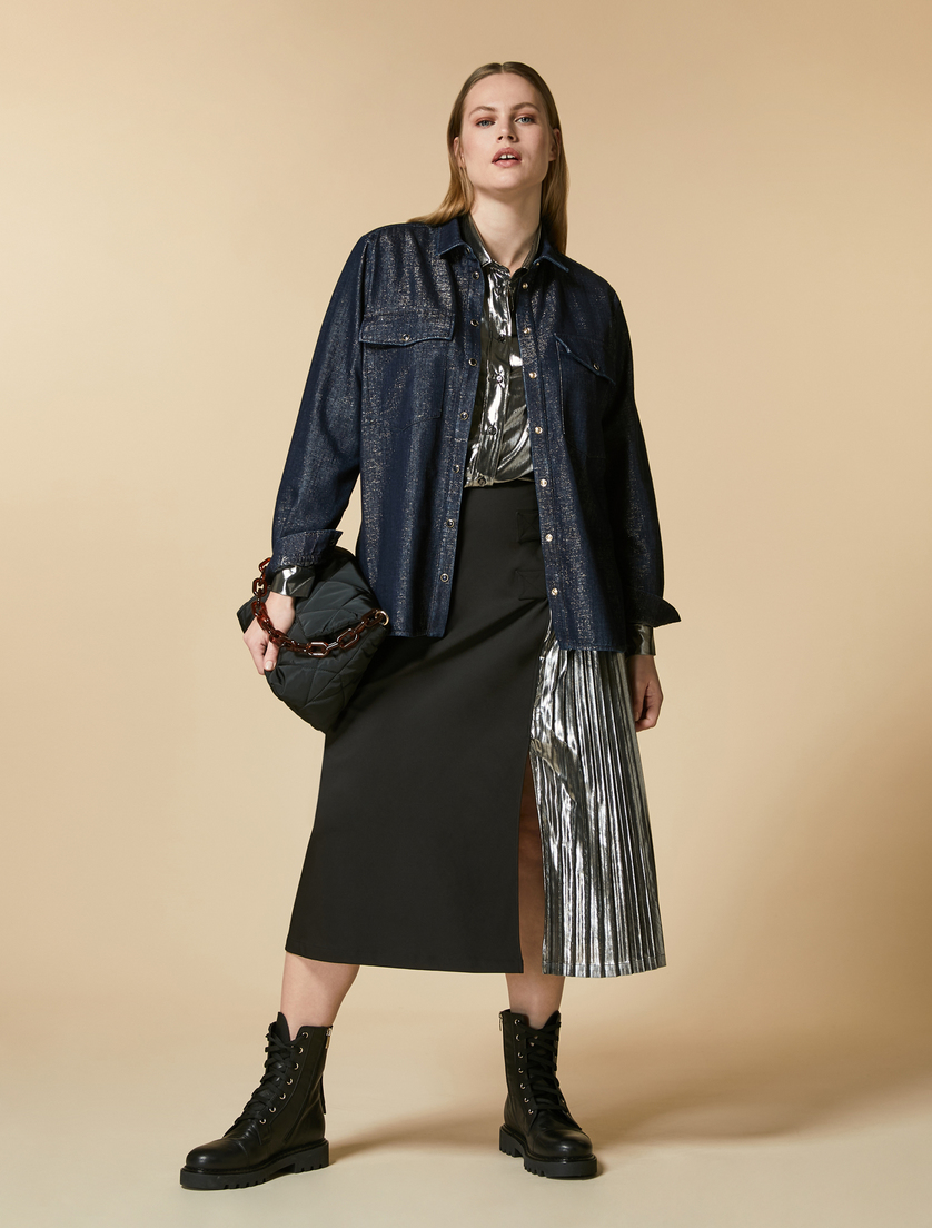 Laminated voile shirt - Medium grey - Marina Rinaldi - 4