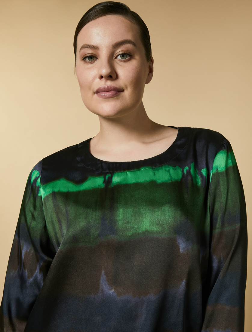 Bluse aus bedrucktem Twill - Dunkelblau - Marina Rinaldi - 2