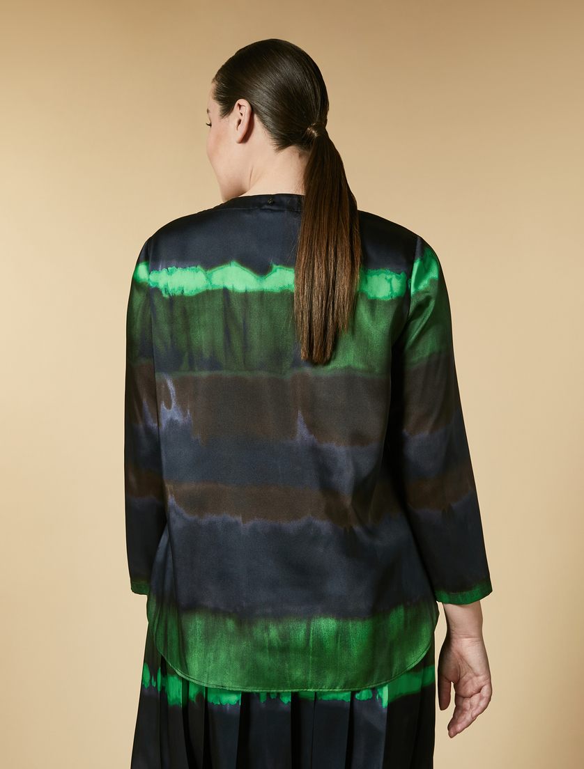 Bluse aus bedrucktem Twill - Dunkelblau - Marina Rinaldi - 3