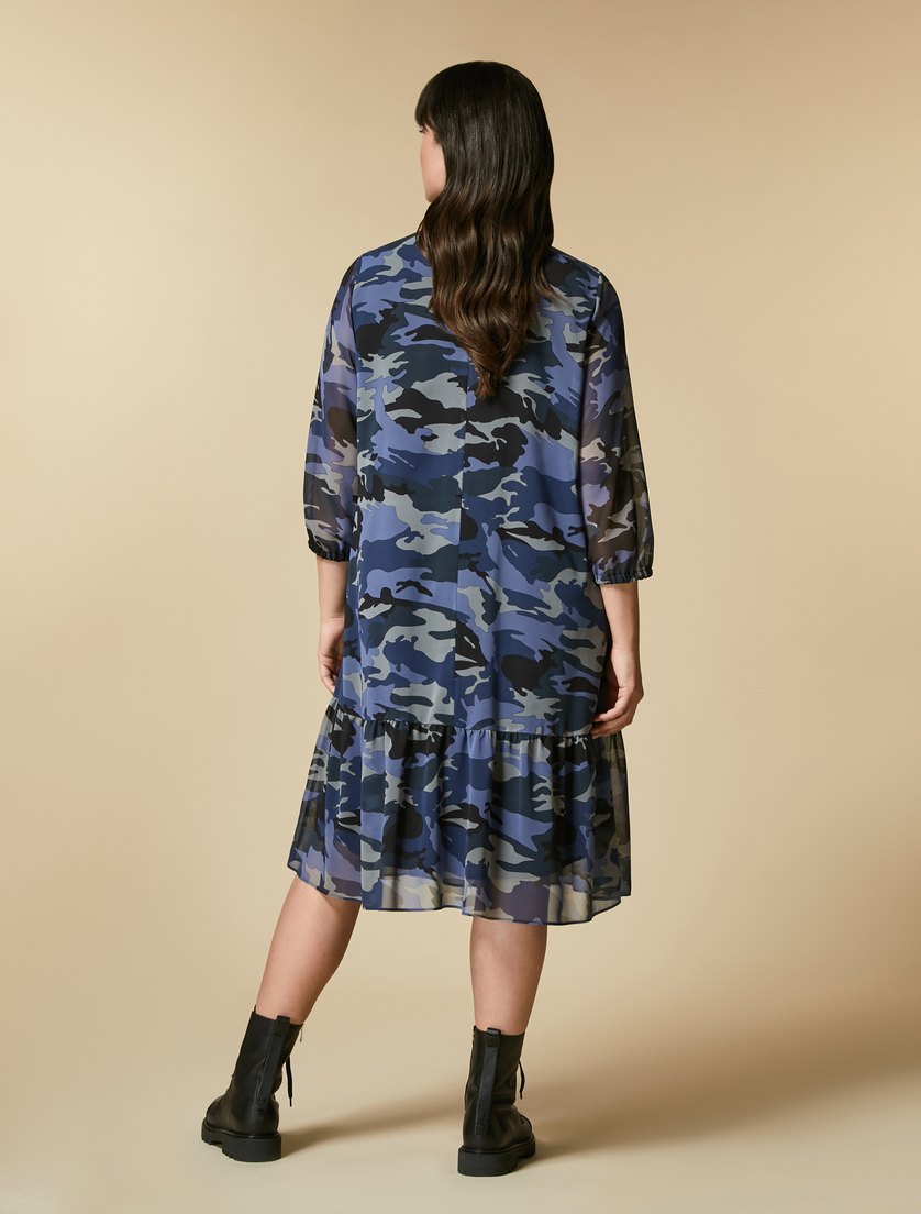 Langes Kleid aus Georgette - Schwarz - Marina Rinaldi - 3